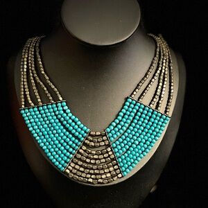 Claire's Turquoise and Black Colored Multi strand Bead Necklace